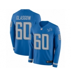 Men's Nike Detroit Lions #60 Graham Glasgow Limited Blue Therma Long Sleeve NFL Jersey