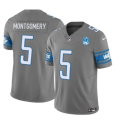 Men's Detroit Lions #5 David Montgomery Gray 2023 F.U.S.E. 90th Anniversary Vapor Untouchable Limited Stitched Jersey