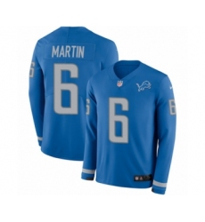 Men's Nike Detroit Lions #6 Sam Martin Limited Blue Therma Long Sleeve NFL Jersey