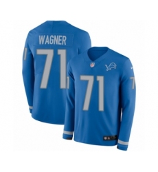 Men's Nike Detroit Lions #71 Ricky Wagner Limited Blue Therma Long Sleeve NFL Jersey