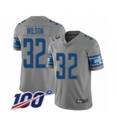 Youth Detroit Lions #32 Tavon Wilson Limited Gray Inverted Legend 100th Season Football Jersey