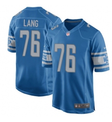Men's Nike Detroit Lions #76 T.J. Lang Game Light Blue Team Color NFL Jersey