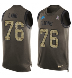 Men's Nike Detroit Lions #76 T.J. Lang Limited Green Salute to Service Tank Top NFL Jersey