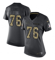 Women's Nike Detroit Lions #76 T.J. Lang Limited Black 2016 Salute to Service NFL Jersey