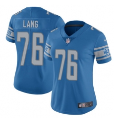 Women's Nike Detroit Lions #76 T.J. Lang Limited Light Blue Team Color Vapor Untouchable NFL Jersey