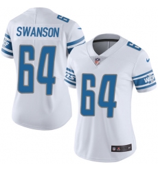 Women's Nike Detroit Lions #64 Travis Swanson Limited White Vapor Untouchable NFL Jersey