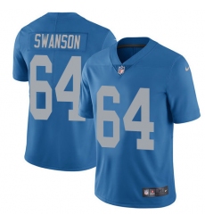 Youth Nike Detroit Lions #64 Travis Swanson Elite Blue Alternate NFL Jersey