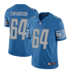 Youth Nike Detroit Lions #64 Travis Swanson Elite Light Blue Team Color NFL Jersey