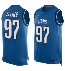 Men's Nike Detroit Lions #97 Akeem Spence Limited Light Blue Player Name & Number Tank Top NFL Jersey