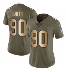 Women's Nike Baltimore Ravens #90 Za'Darius Smith Limited Olive Gold Salute to Service NFL Jersey