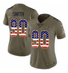 Women's Nike Baltimore Ravens #90 Za'Darius Smith Limited Olive USA Flag Salute to Service NFL Jersey
