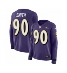 Women's Nike Baltimore Ravens #90 Za'Darius Smith Limited Purple Therma Long Sleeve NFL Jersey