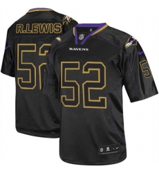 Men's Nike Baltimore Ravens #52 Ray Lewis Elite Lights Out Black NFL Jersey