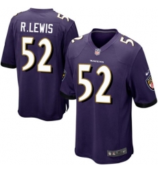 Men's Nike Baltimore Ravens #52 Ray Lewis Game Purple Team Color NFL Jersey