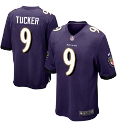 Men's Nike Baltimore Ravens #9 Justin Tucker Game Purple Team Color NFL Jersey