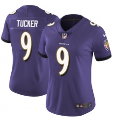 Women's Nike Baltimore Ravens #9 Justin Tucker Elite Purple Team Color NFL Jersey