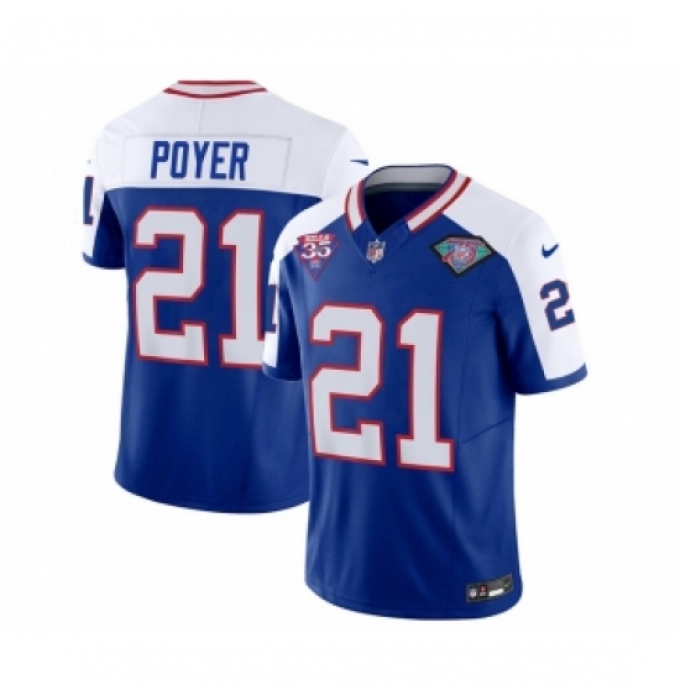 Men's Nike Buffalo Bills #21 Jordan Poyer Blue White 2023 F.U.S.E. 75th Anniversary Throwback Vapor Untouchable Limited Football Stitched Jerse