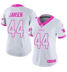 Women's Nike Carolina Panthers #44 J.J. Jansen Limited White/Pink Rush Fashion NFL Jersey