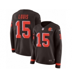 Women's Nike Cleveland Browns #15 Ricardo Louis Limited Brown Therma Long Sleeve NFL Jersey
