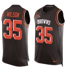 Men's Nike Cleveland Browns #35 Howard Wilson Limited Brown Player Name & Number Tank Top NFL Jersey