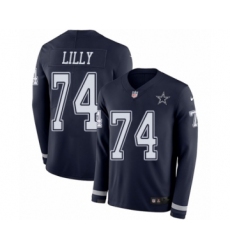 Youth Nike Dallas Cowboys #74 Bob Lilly Limited Navy Blue Therma Long Sleeve NFL Jersey