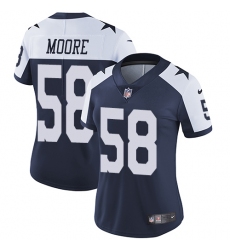 Women's Nike Dallas Cowboys #58 Damontre Moore Elite Navy Blue Throwback Alternate NFL Jersey