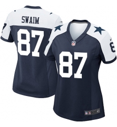 Women's Nike Dallas Cowboys #87 Geoff Swaim Game Navy Blue Throwback Alternate NFL Jersey