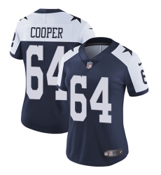 Women's Nike Dallas Cowboys #64 Jonathan Cooper Elite Navy Blue Throwback Alternate NFL Jersey