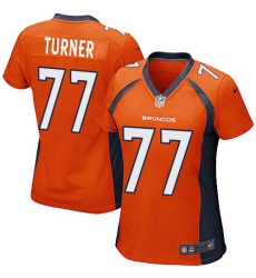 Women's Nike Denver Broncos #77 Billy Turner Game Orange Team Color NFL Jersey