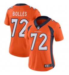 Women's Nike Denver Broncos #72 Garett Bolles Elite Orange Team Color NFL Jersey