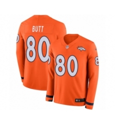Youth Nike Denver Broncos #80 Jake Butt Limited Orange Therma Long Sleeve NFL Jersey
