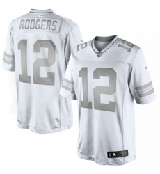 Men's Nike Green Bay Packers #12 Aaron Rodgers Limited White Platinum NFL Jersey