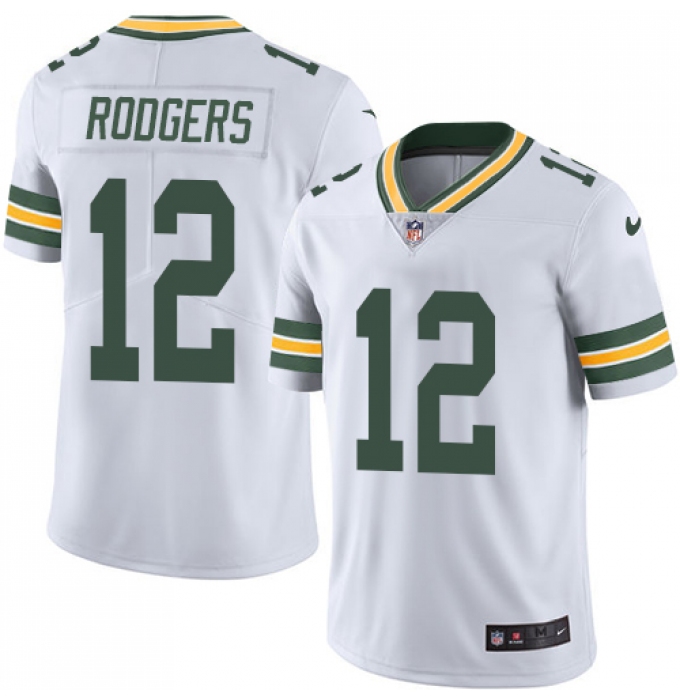 Men's Nike Green Bay Packers #12 Aaron Rodgers White Vapor Untouchable Limited Player NFL Jersey