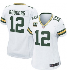 Women's Nike Green Bay Packers #12 Aaron Rodgers Elite White C Patch NFL Jersey