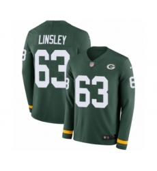 Men's Nike Green Bay Packers #63 Corey Linsley Limited Green Therma Long Sleeve NFL Jersey