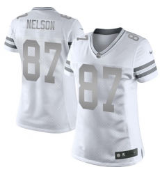 Women's Nike Green Bay Packers #87 Jordy Nelson Limited White Platinum NFL Jersey