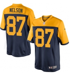 Youth Nike Green Bay Packers #87 Jordy Nelson Elite Navy Blue Alternate NFL Jersey