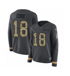 Women's Nike Green Bay Packers #18 Randall Cobb Limited Black Salute to Service Therma Long Sleeve NFL Jersey