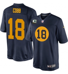 Youth Nike Green Bay Packers #18 Randall Cobb Elite Navy Blue Alternate C Patch NFL Jersey