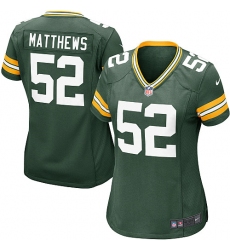 Women's Nike Green Bay Packers #52 Clay Matthews Game Green Team Color NFL Jersey