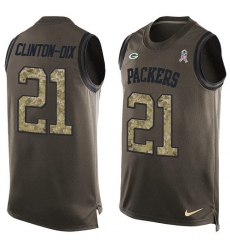 Men's Nike Green Bay Packers #21 Ha Ha Clinton-Dix Limited Green Salute to Service Tank Top NFL Jersey