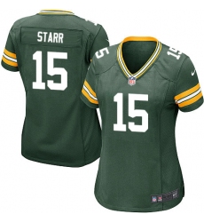 Women's Nike Green Bay Packers #15 Bart Starr Game Green Team Color NFL Jersey