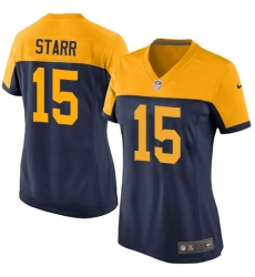 Women's Nike Green Bay Packers #15 Bart Starr Game Navy Blue Alternate NFL Jersey