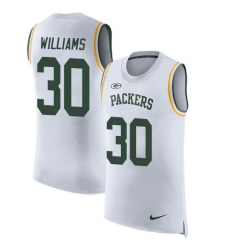 Men's Nike Green Bay Packers #30 Jamaal Williams Limited White Rush Player Name & Number Tank Top NFL Jersey