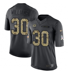 Youth Nike Green Bay Packers #30 Jamaal Williams Limited Black 2016 Salute to Service NFL Jersey