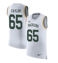 Men's Nike Green Bay Packers #65 Lane Taylor Limited White Rush Player Name & Number Tank Top NFL Jersey