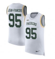 Men's Nike Green Bay Packers #95 Ricky Jean-Francois Limited White Rush Player Name & Number Tank Top NFL Jersey