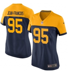 Women's Nike Green Bay Packers #95 Ricky Jean-Francois Elite Navy Blue Alternate NFL Jersey