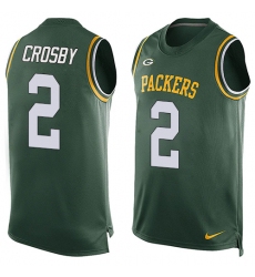 Men's Nike Green Bay Packers #2 Mason Crosby Limited Green Player Name & Number Tank Top NFL Jersey