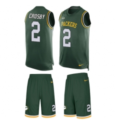 Men's Nike Green Bay Packers #2 Mason Crosby Limited Green Tank Top Suit NFL Jersey